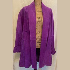 Etosha purple leather suede coat jacket blazer, size M